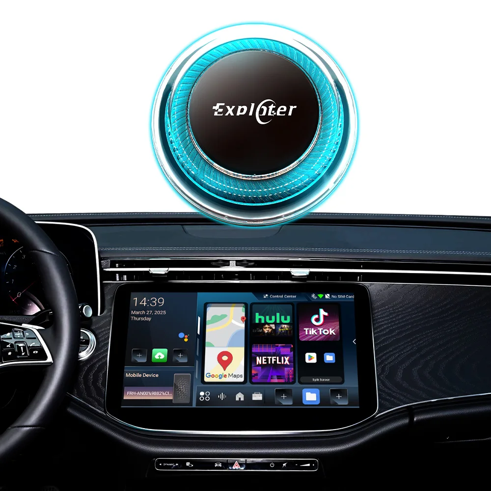 سيارة لاسلكية تشغيل أندرويد السيارات الوسائط المتعددة 5G صندوق ذكي Exploter 128G CarPlay Ai Box Android13 Applepie Rocket Q APP Player