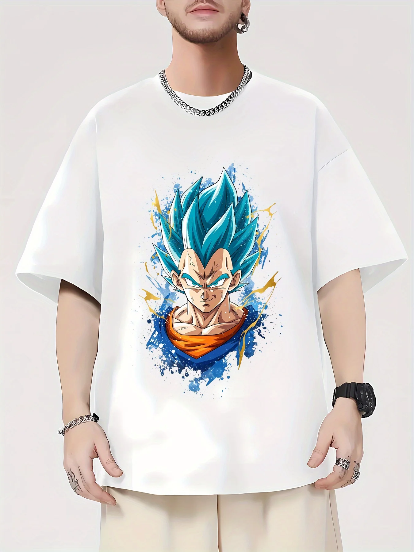 

Harajuku Dragon Ball Anime Summer T-Shirt Men's Cotton Fitness Oversized Vintage Street Women Casual Loose Short Sleeves Top Y2k