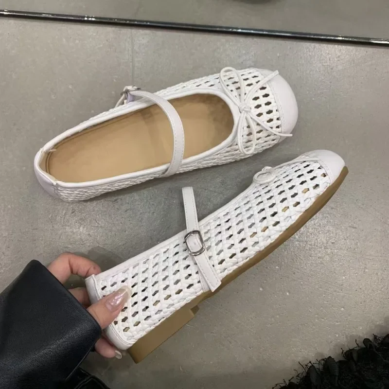 

Летние дышащие балетки, модные однотонные нескользящие повседневные лоферы без шнуровки на плоской подошве, Sapatos Feminino