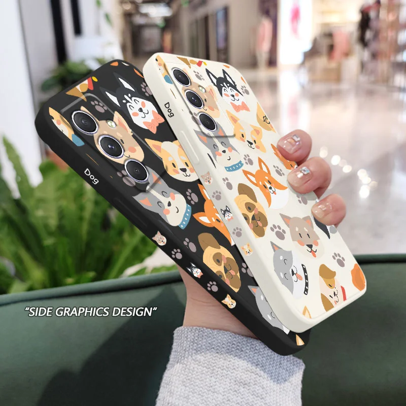 Round Dogs Phone Case For Samsung Galaxy A37 A57 Liquid Silicone Cover