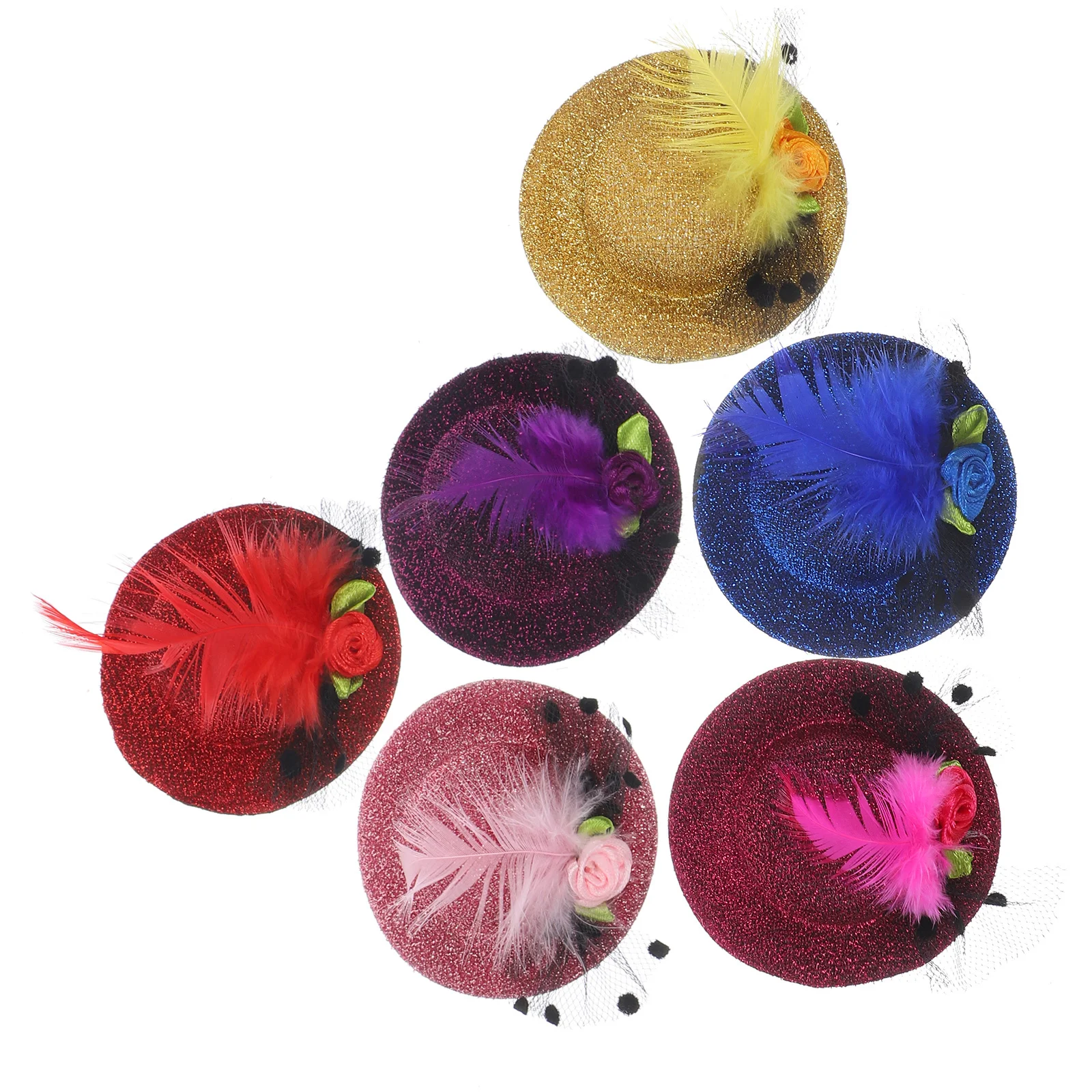 6 قطع من مشابك شعر القبعة الصغيرة، دبابيس شعر أنيقة على شكل بلوم، مشابك حفلات خفيفة الوزن، مشبك إكسسوارات شعر جميلة