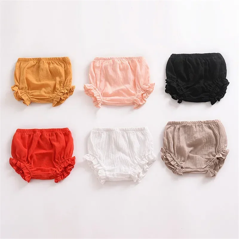 

0-24Months Summer Kids Boys Shorts Solid Color Baby Girl Shorts Cotton Linen Bread short Pants Fashion Newborn Bloomers