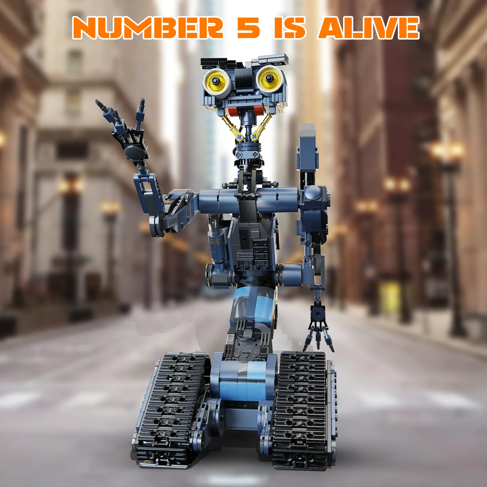 Johnny 5 Robot with Motor Model Building Blocks Set Shorts Open Circuited Figure Collection 1176 Pieces Bricks Toy Gift for Kids