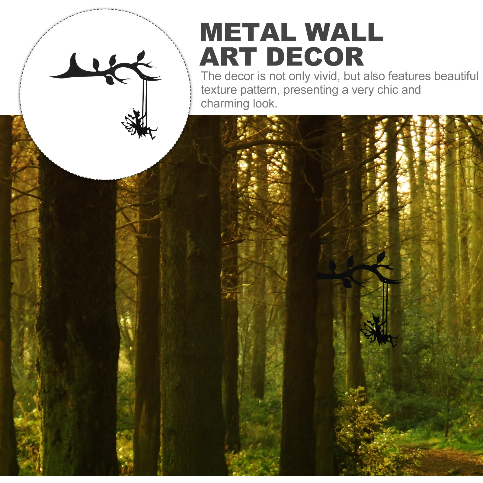 

Metal Fairy Tree Stake Decor Simple Black Design Cartoon Pend Wall Art Swing Ornament Garden Fence Decorative Stake