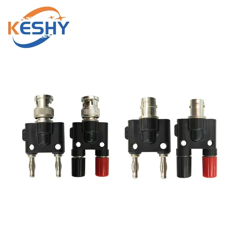 BNC Male Female to Two Dual 4mm Banana Male Female Jack Plug Coaxial Coax Jack Splitter Connector RF Adapter 50ohm BNC Tee Type