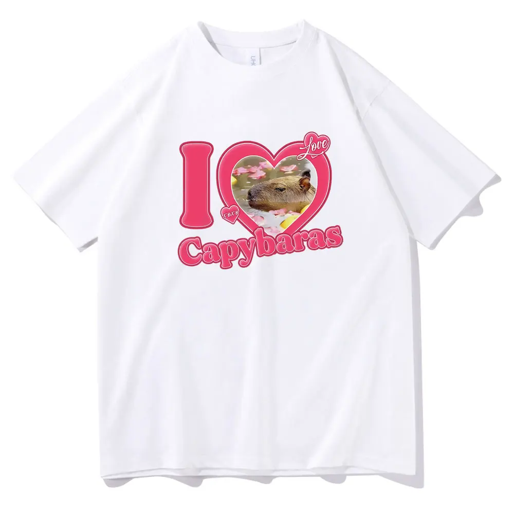 I Love Capybaras Print Men Women Fashion Casual Loose T-shirts Crew Neck Hip Hop Man Funny Tshirt Male Tee Shirt Male Streetwear