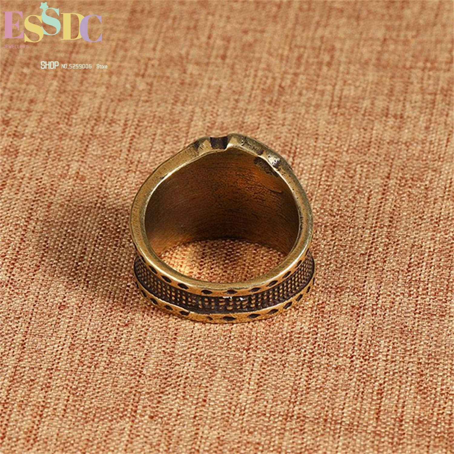 Poker Playing Card Bronze Ring For Men Vintage Royal Flush Adjustable Brass Ring Magician Theme Hip Hop Fashion Mens Jewelry
