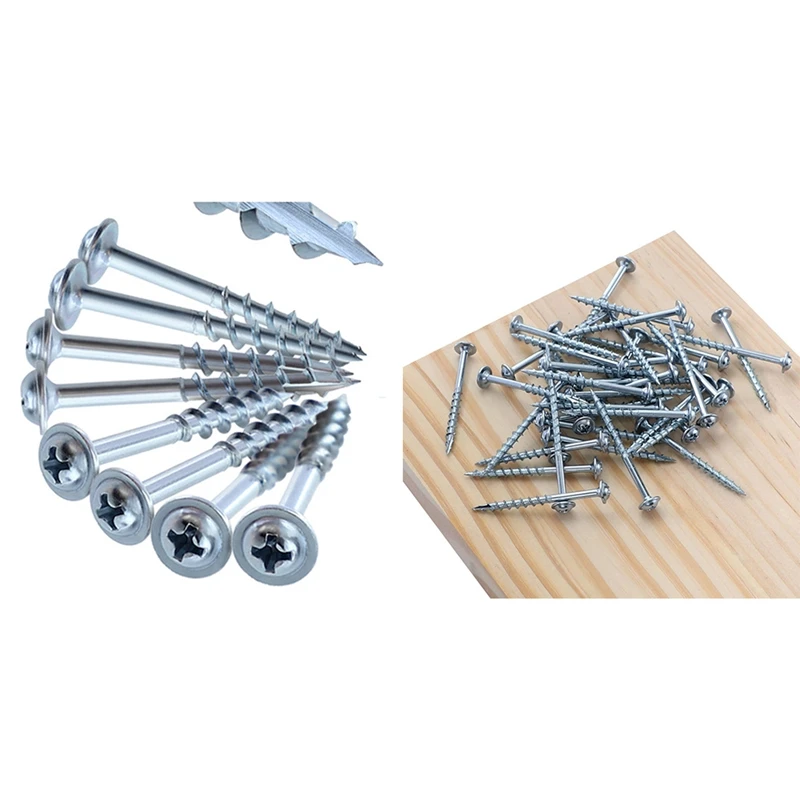 100Pcs Woodworking Pocket Hole Screws PH2 Cross Driver Head Self-Tapping Screw For Pocket Hole Jig