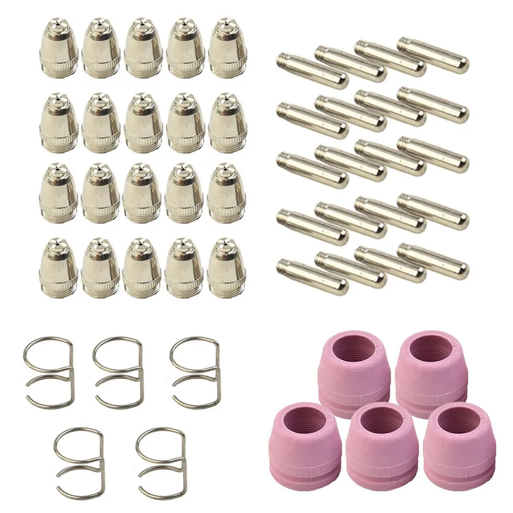 

Complete 50PCS Plasma Cutter Torch Nozzle Set for SG55 AG60 WSD60 Suitable for CUT60 and Other Plasma Cutting Machines