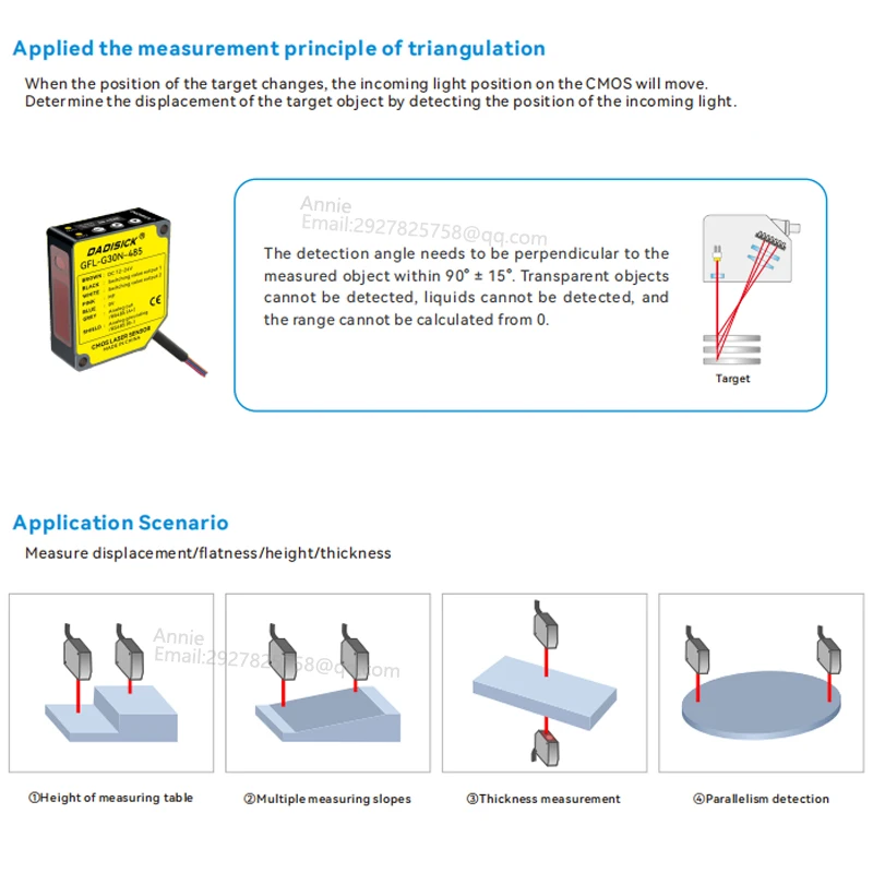 Irregular object measurement and positioning 50mm NPN CMOS Detect overlap of lead frames Laser displacement sensor