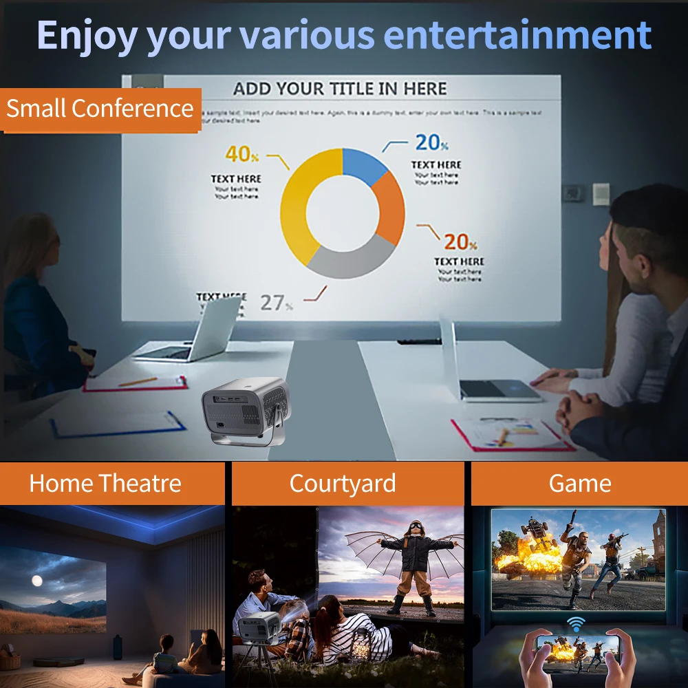 Proyektor Full HD A10 PLUS Pro 1080P 2K 4K Video Proyektor Portabel WiFi 6 Android Home Theater Proyektor Pintar Proyektor LED