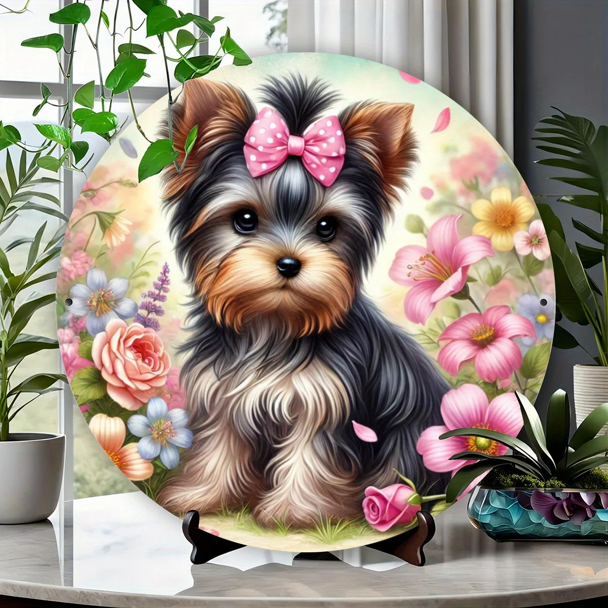 2D Flat, 2D Flat Wooden Print, 1pc, Cute Yorkshire Terrier Short-Haired Artwork - Yorkshire Terrier Short-Haired Decorative Sign