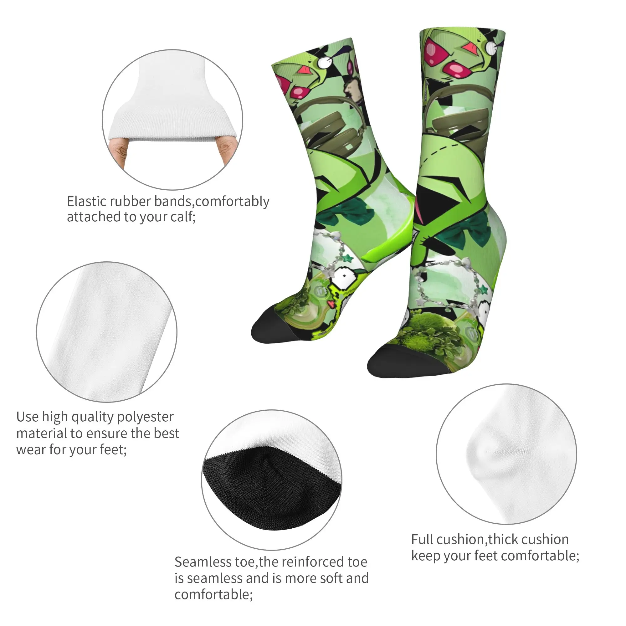 Autumn Winter Funny Unisex Cartoon Invaders Zims  Socks Sweat Absorbing Middle Tube Socks,