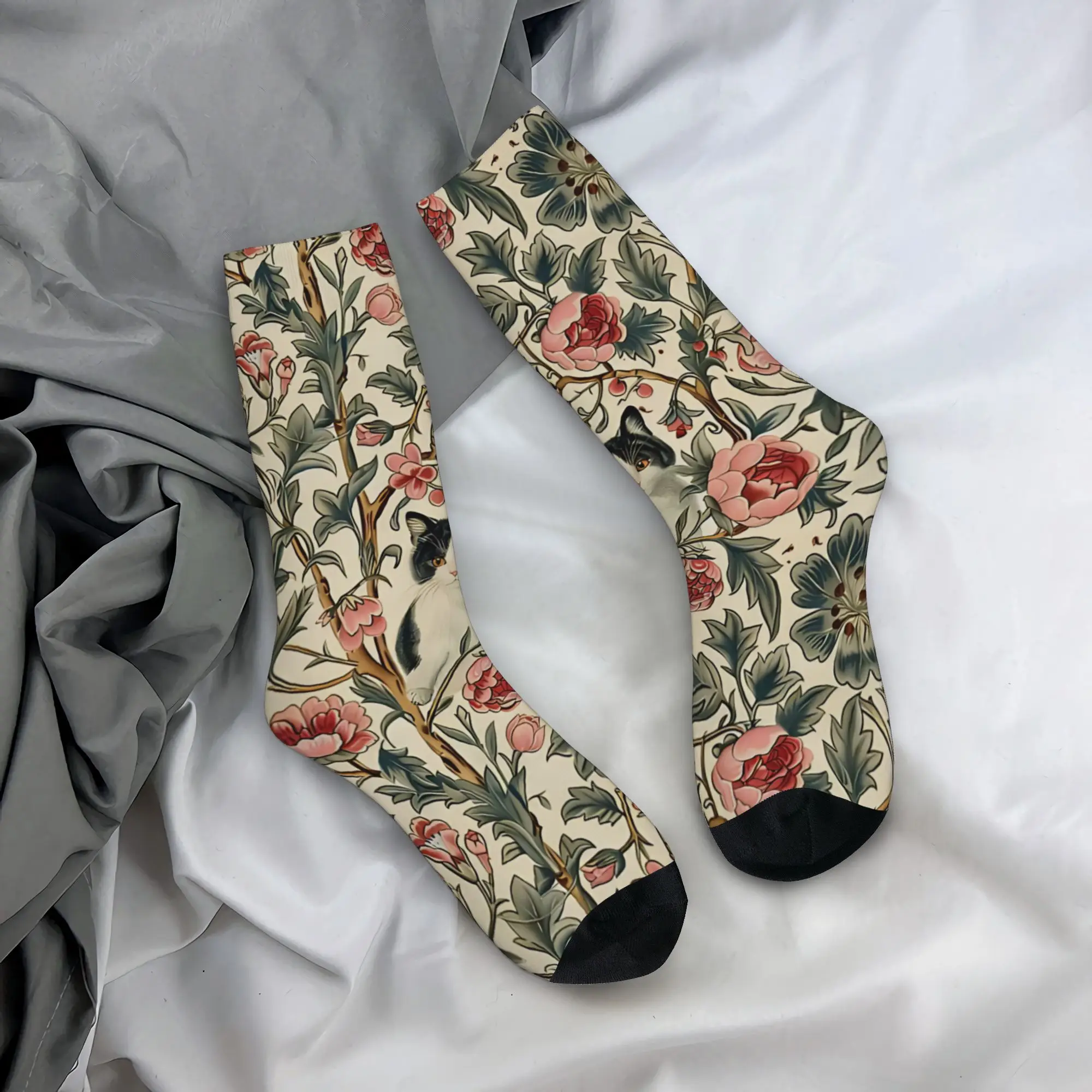 

Vintage Poppy Socks Printed Stockings Non Skid Couple Socks Quality Autumn Funny Outdoor Socks