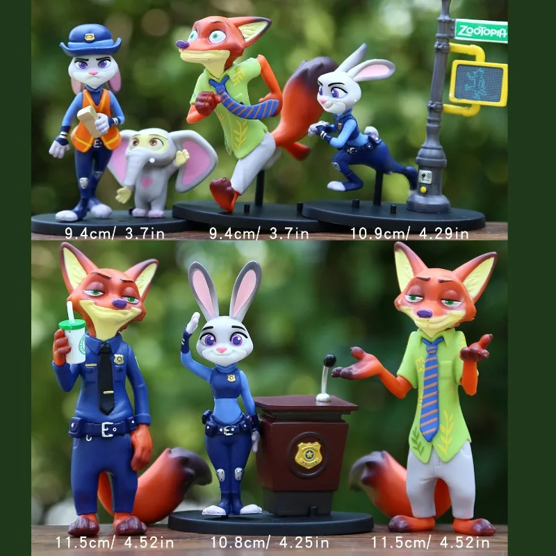 

6pcs/set 11cm Zootopia Animal Rabbit Judy Fox Nick Desktop Decoration Ornament Children's Toys Christmas Brithday Gift