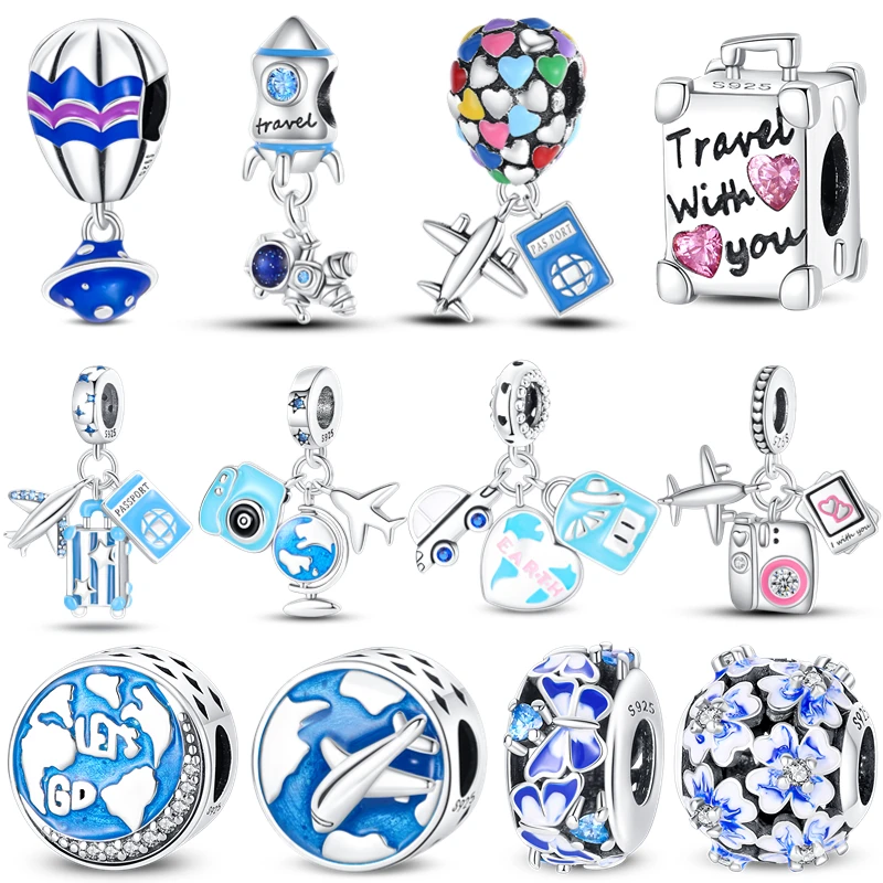 

Charms Fit Pandora Original Bracelet 925 Sterling Silver Airplane Travel Box Camera Postcard Charm Beads Fine DIY Jewelry Making