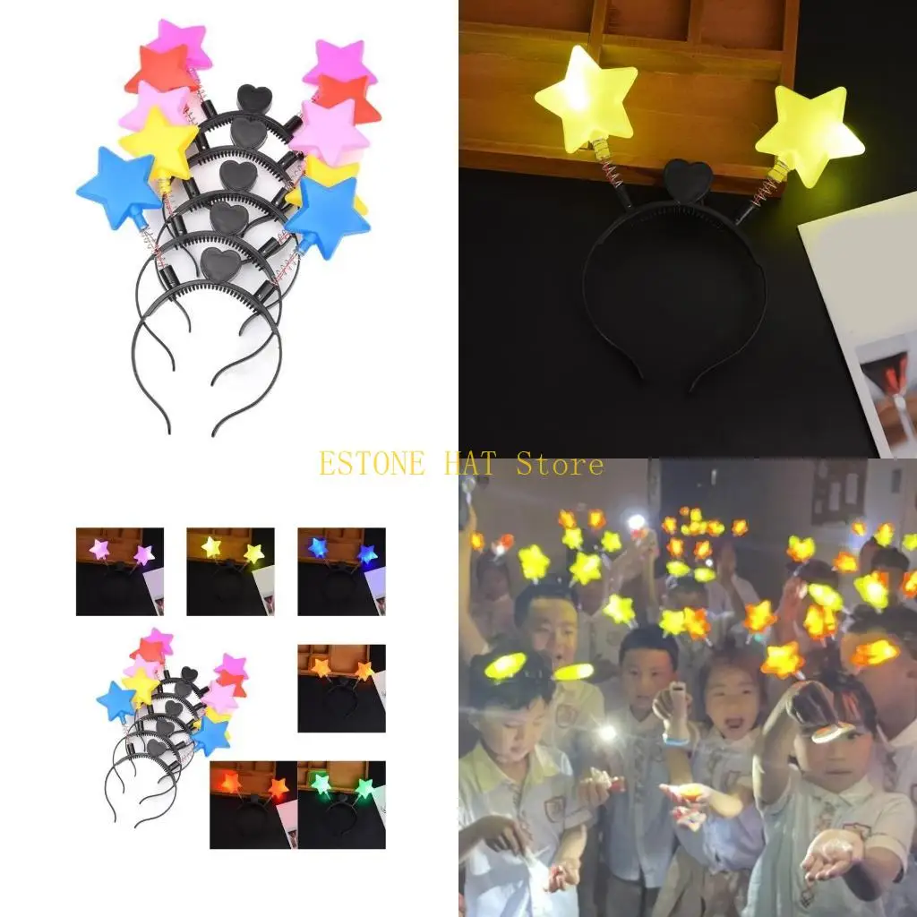 

49MF Luminous Star Headband for Adult Music Concerts Hair Hoop Halloween Hair Decor