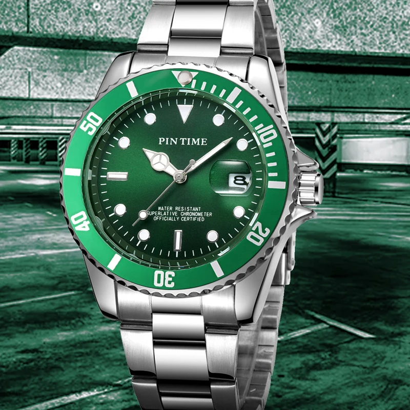 

PINTIME New Men Watch 30ATM Waterproof Quartz High End Business Style Rotating Ring Design Men's Birthday Gift Watch