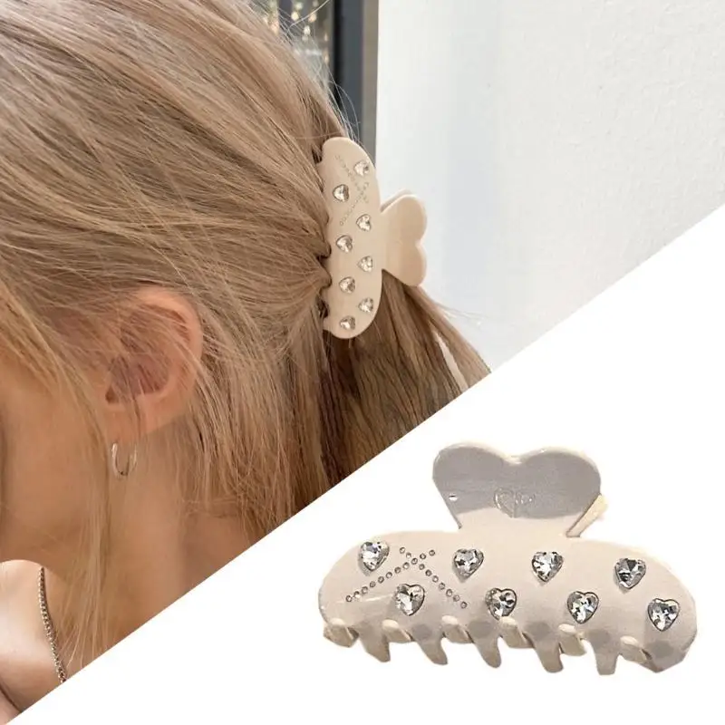 

652F Rhinestones Heart Hair Clip Gorgeous Elegant Hairpin Sweet Glinting Hairpin Accessories for Women