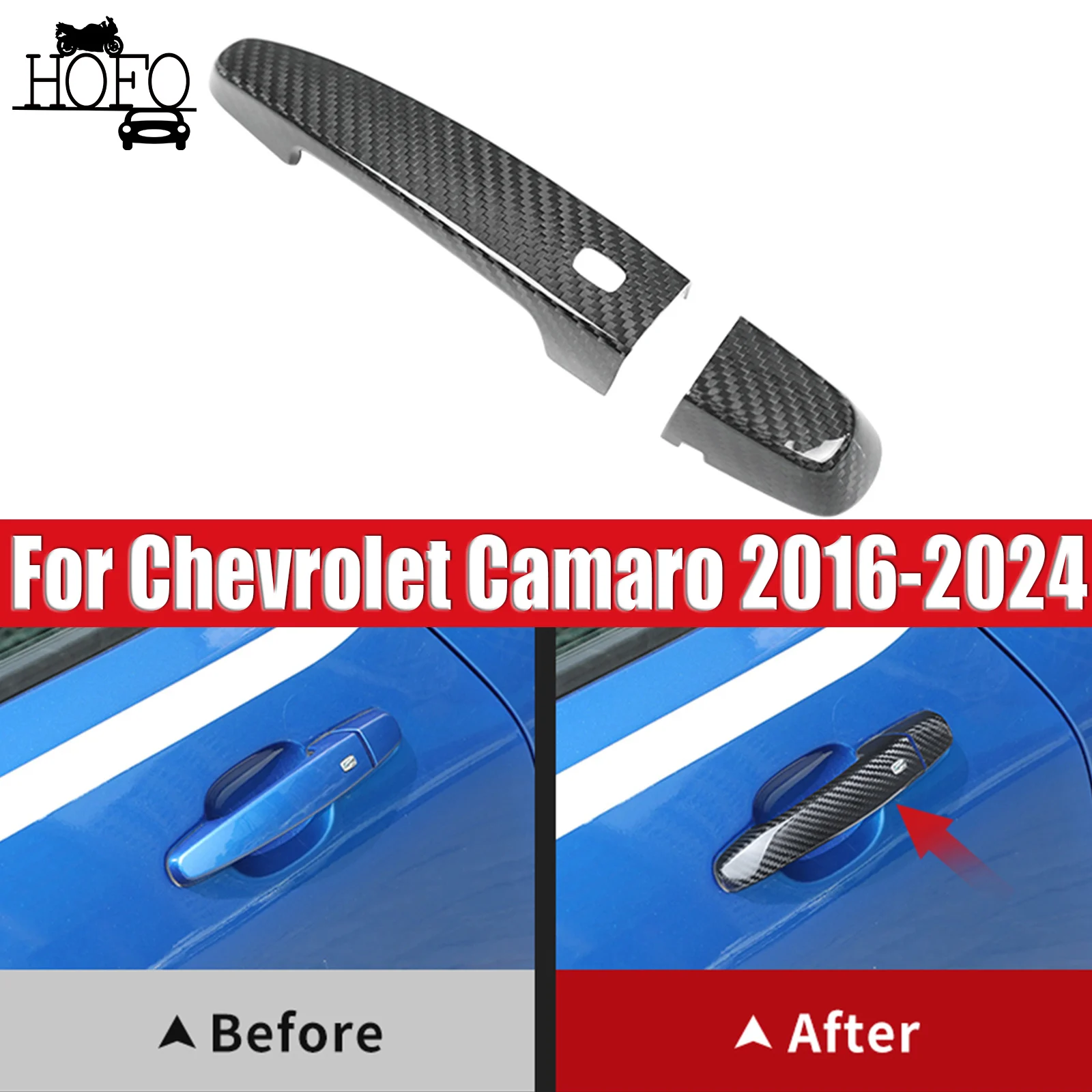 

2Pcs/Set Door Handle Covers Real Carbon Fiber For Chevrolet Camaro 2016-2024