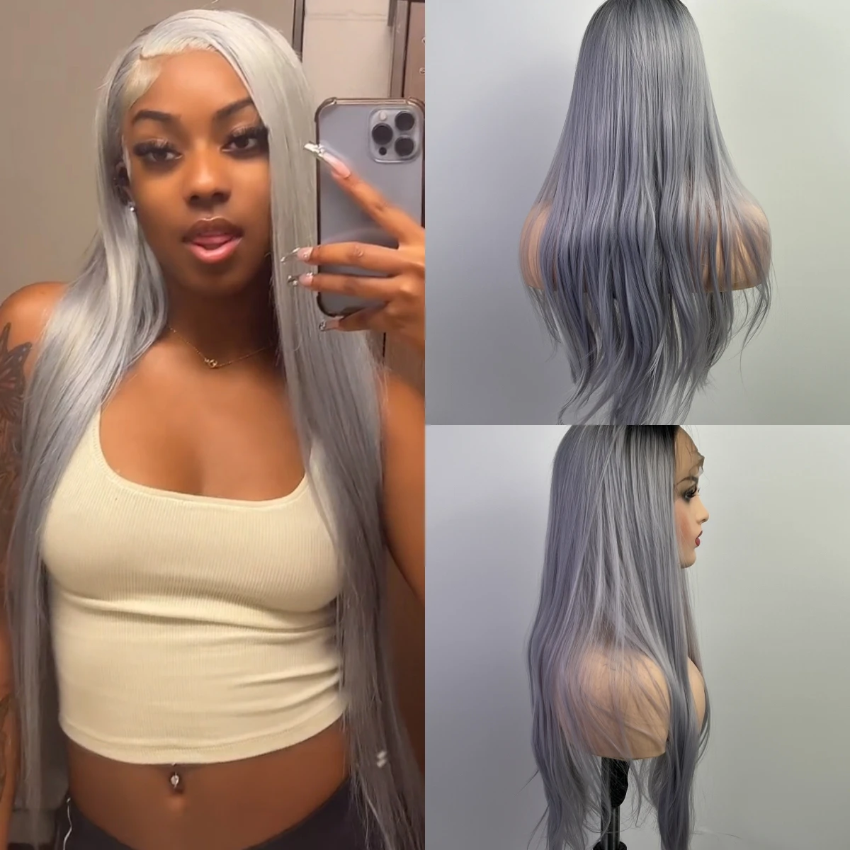 26 Inch Straight Synthetic Lace Front Wig Suitable For Cosplay Black Women's Wig Natural Hairline High Temperature Resistance