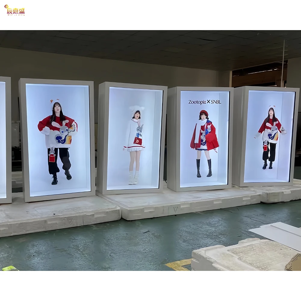 خزانة LCD شفافة ثلاثية الأبعاد شاشة ثلاثية الأبعاد تعمل باللمس إعلان ذكي تفاعلي لقاعات المعارض IP65 SDK