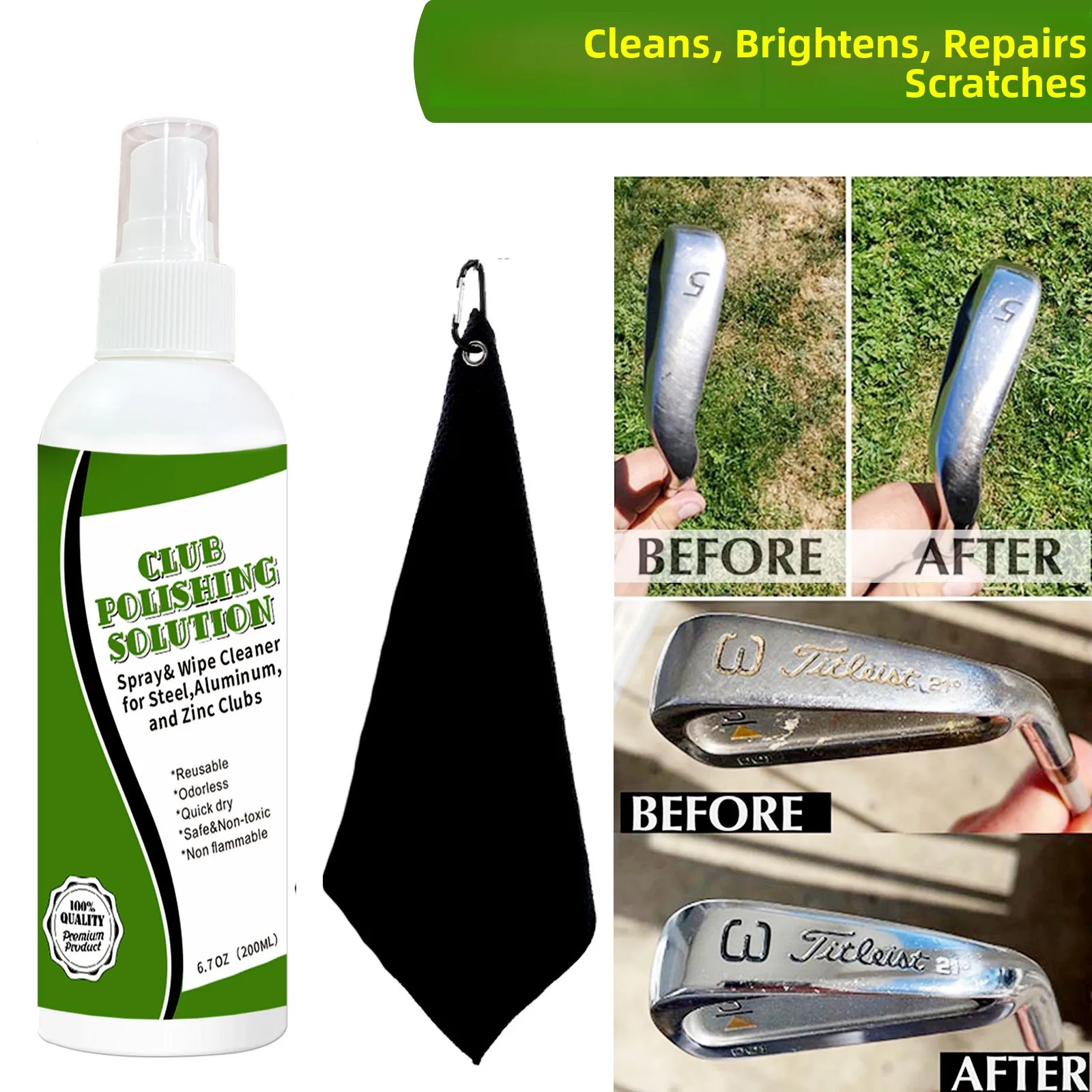 

Golf Iron Club Maintenance Spray - Scratch Removal Repair Metal Brightening Decontamination Cleaner for Club Maintenance
