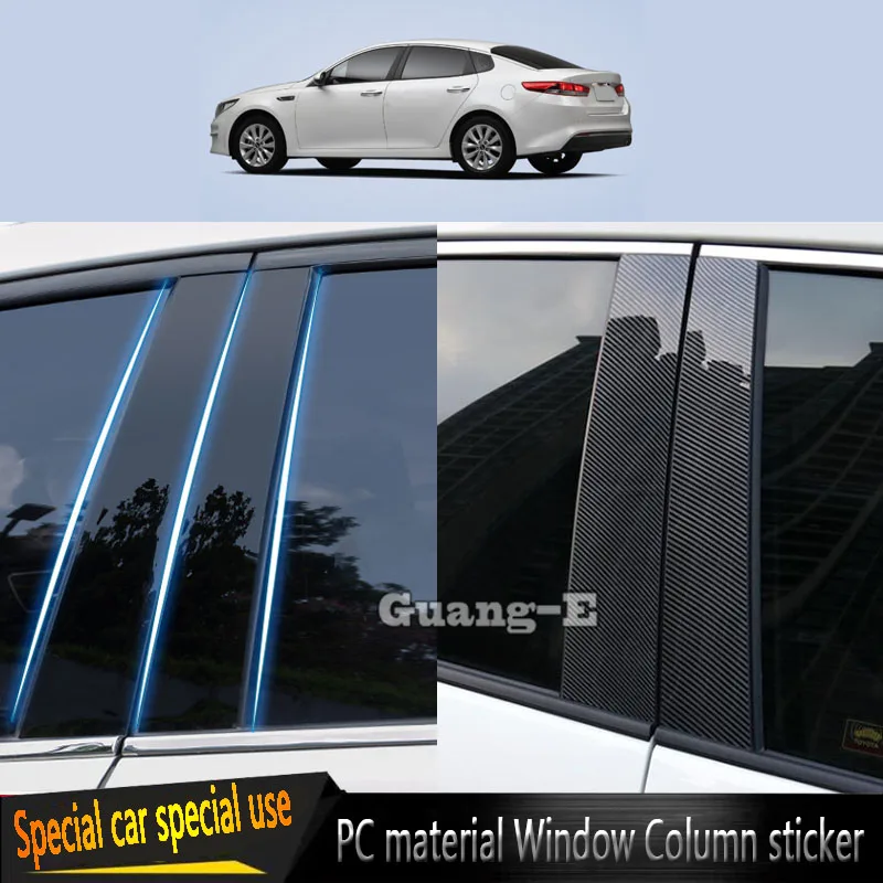 

For Kia K5 2016 2017 2018 2019 Car PC Material Pillar Post Cover Door Trim Window Molding Sticker Plate Accessories 6pcs