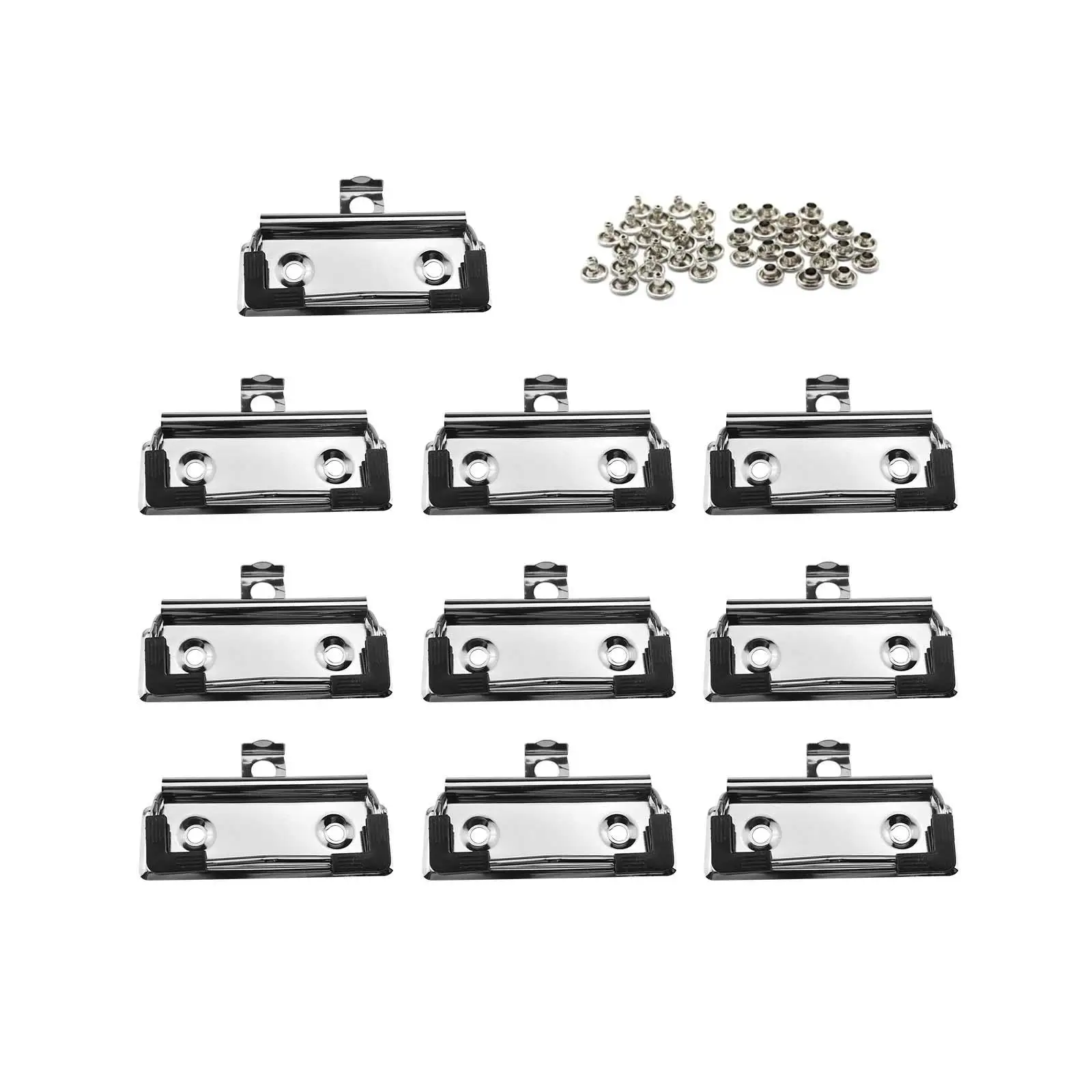 10x Clipboard Clips Mountable and Hanging Hole with Rubber Feet Spring Loaded Surface Mount Handle for Document File Board