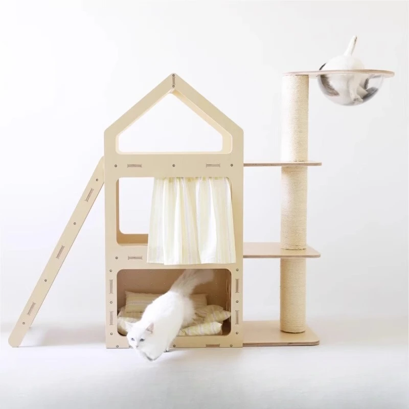 

Wooden house cat climbing frame cat scratching column cat scratching board
