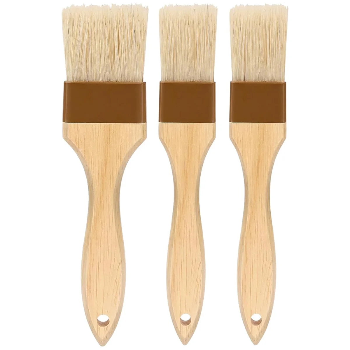 

Pastry Brush,Basting Brush for Cooking,Natural Bristle BBQ Brush for Oil & Sauce,Wooden Handle Food Brush 3 Pack