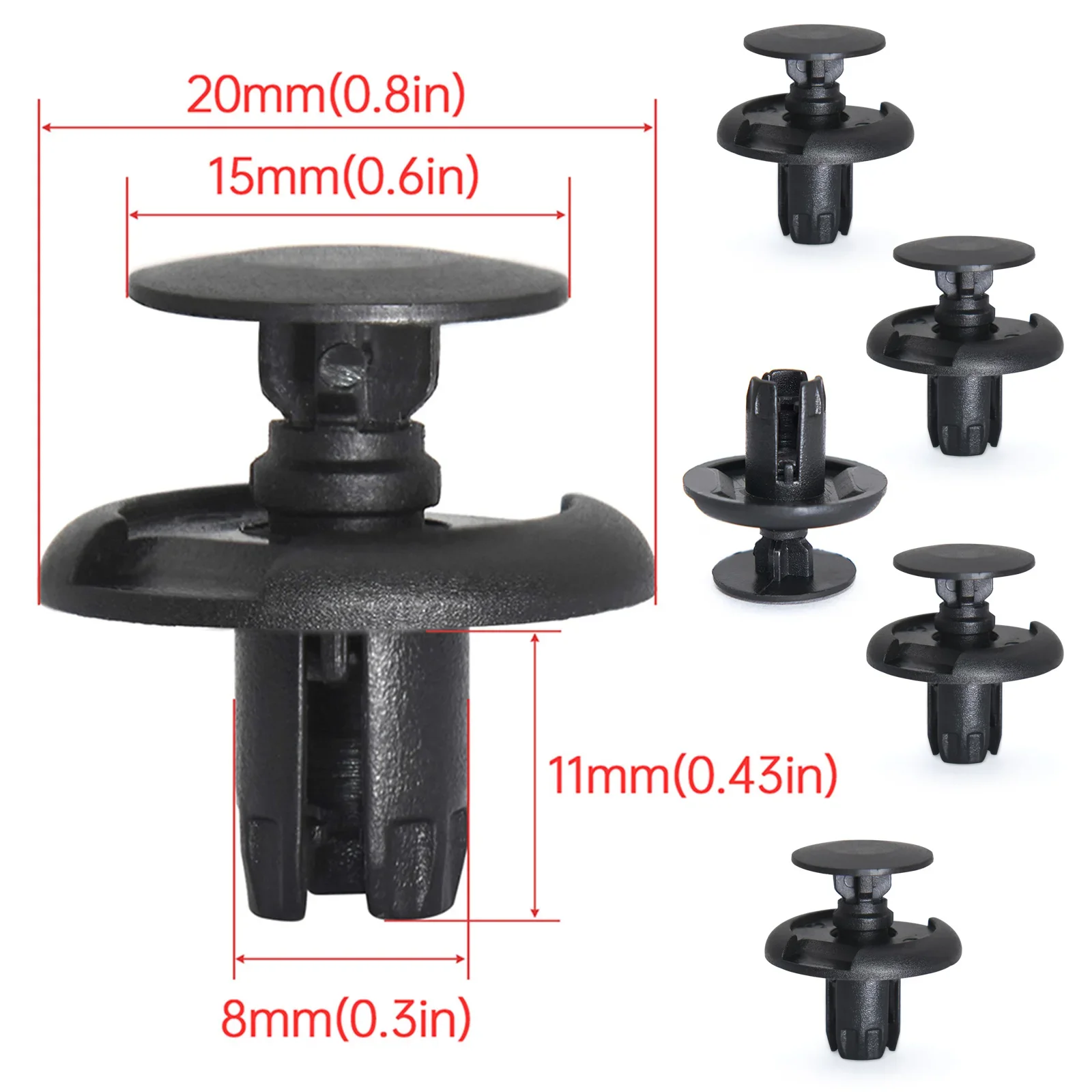 8mm Universal Car Plastic Fastener Rivets Bumper Door Panel Fender Trim Clips Retainer Screw Rivet Clamp For Nissan Honda Toyota