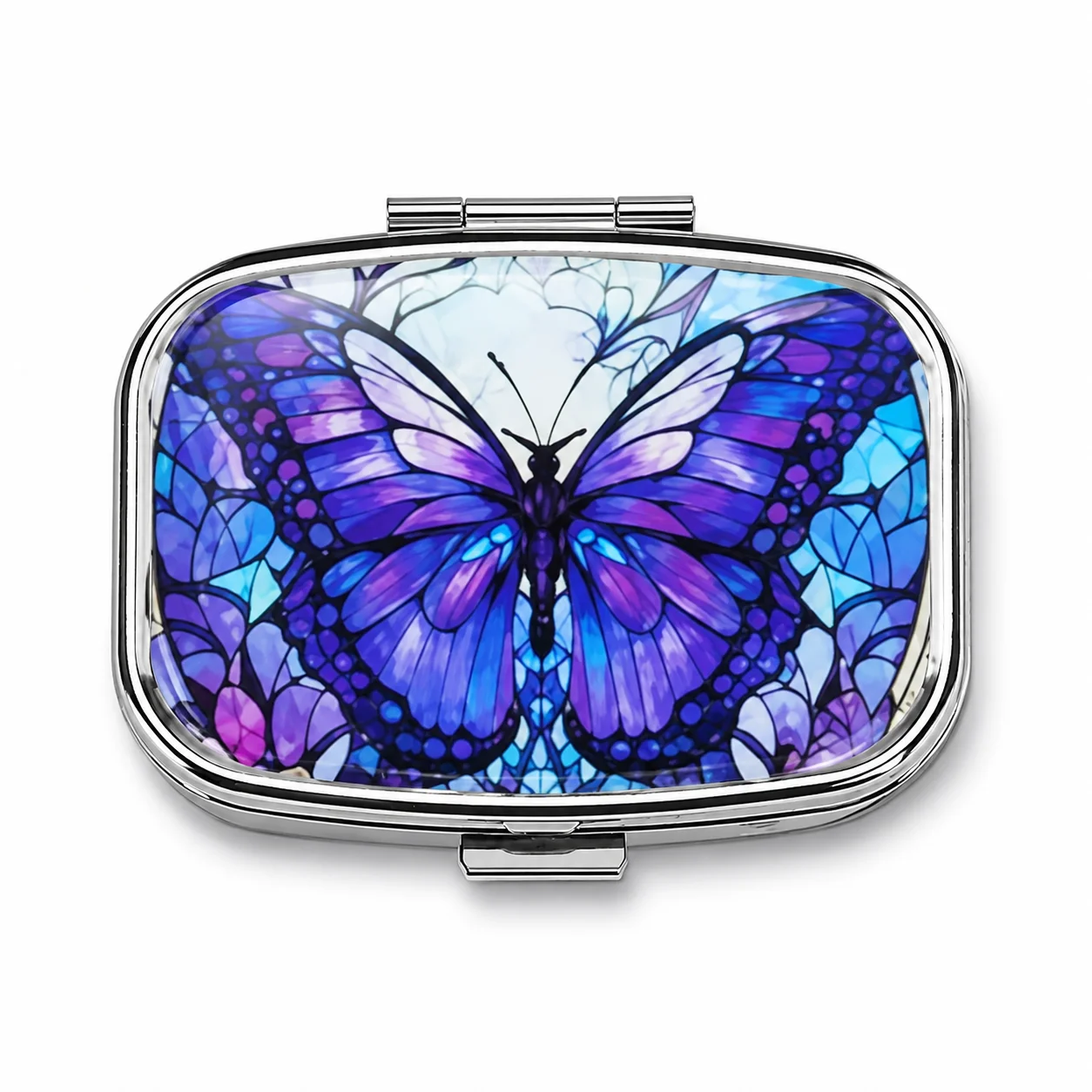 Butterfly Pattern Metal Medicine Case Portable Jewelry Organizer Travel Pill Storage Box Household Small Tablet Container Holder