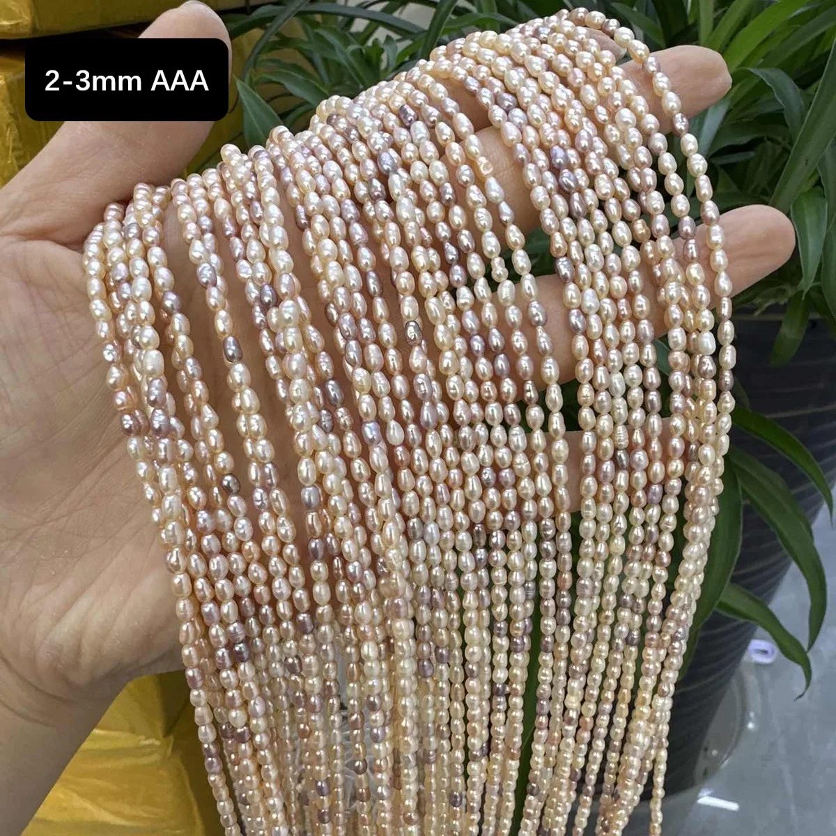 لؤلؤ المياه العذبة الطبيعية 2-3 مللي متر AAA تألق مختلط اللون الأرز شبه النهائي فضفاض حبة لصنع المجوهرات عقد دي اي واي سوار