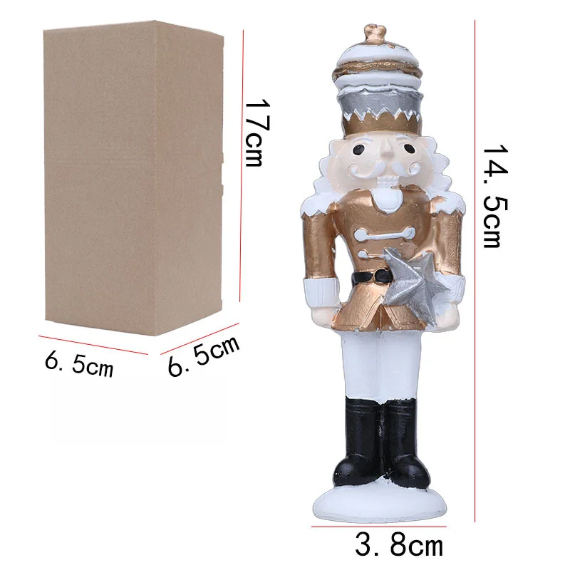 Resin Nutcracker Figurine 14.5cm Tall Seasonal Ornament for Home Decor Office Desk Shelf Festive Red Green Gold Silver view 2