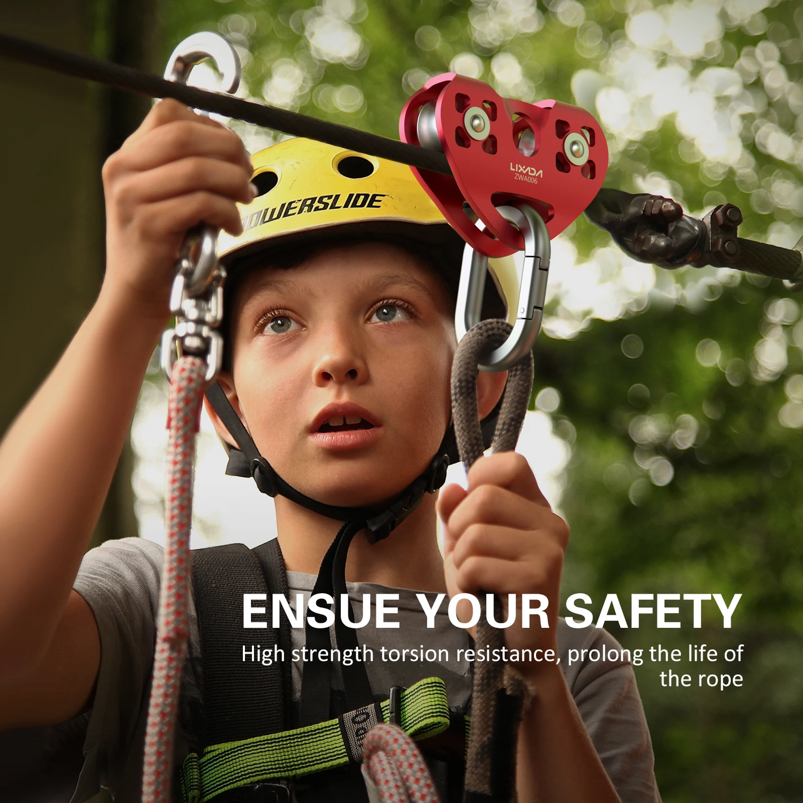 Cable Trolley Lixada 30kN Cable Trolley Pulley with Ball Bearing Climbing Caving Aloft Work  Caving Trolley Pulley Trolley