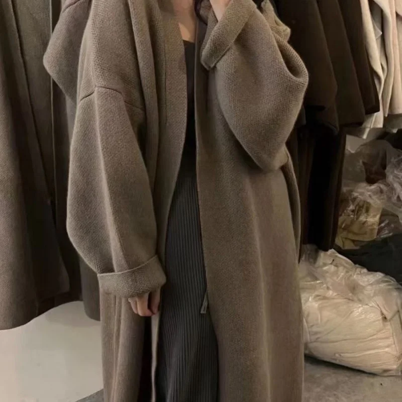 

Mid-Long Cardigans Harajuku Womens Spring Streetwear Front-Open Chic Textured Trendy Ribbing Cropped Hip-Hop Tunic Hollowing Y2K