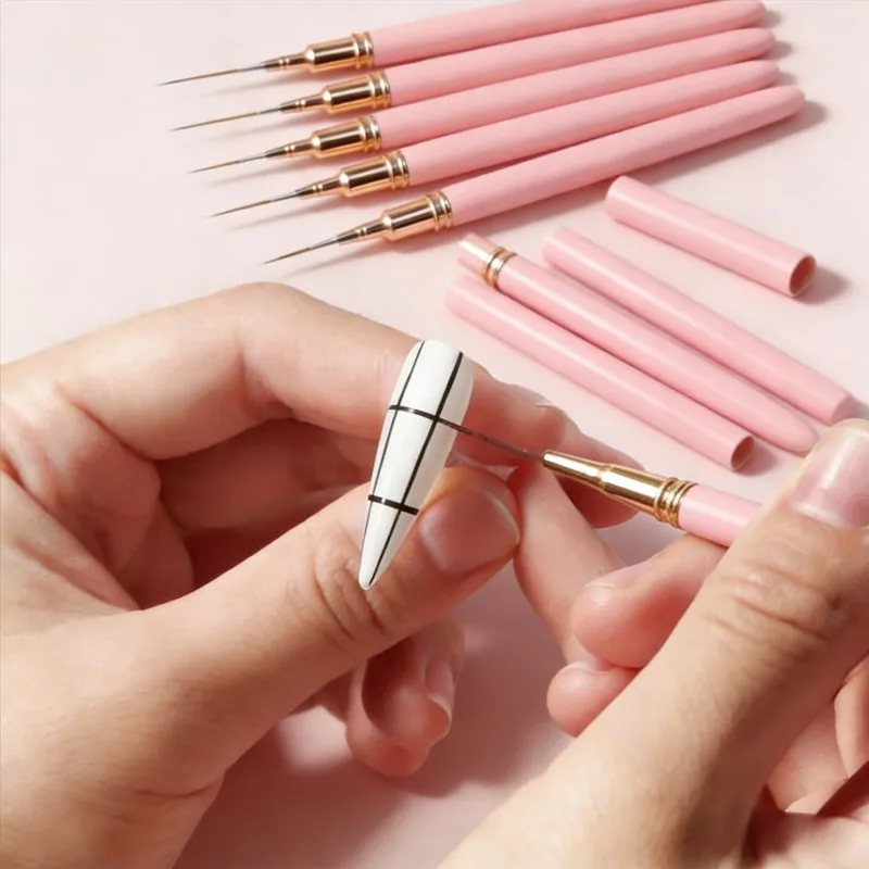 5개 네일 아트 라이너 브러쉬 세트 프로페셔널 UV 젤 네일 브러쉬 키트 프렌치 스트라이프 라인 페인팅 드로잉 플라워 펜 매니큐어