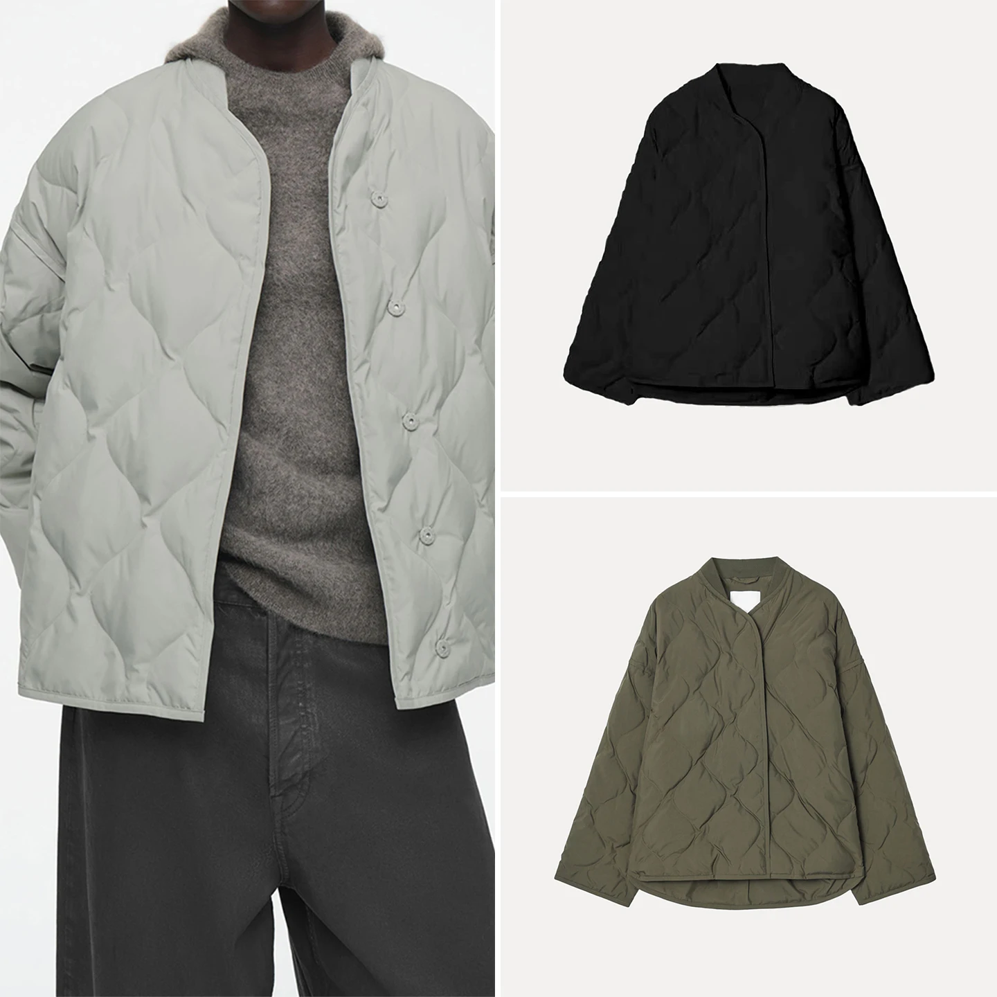 

Autumn 2025 Women's Faion High nce Sensation Diamond Texture Quilted Jaet Stand Fit Long Sve Baseball Collar