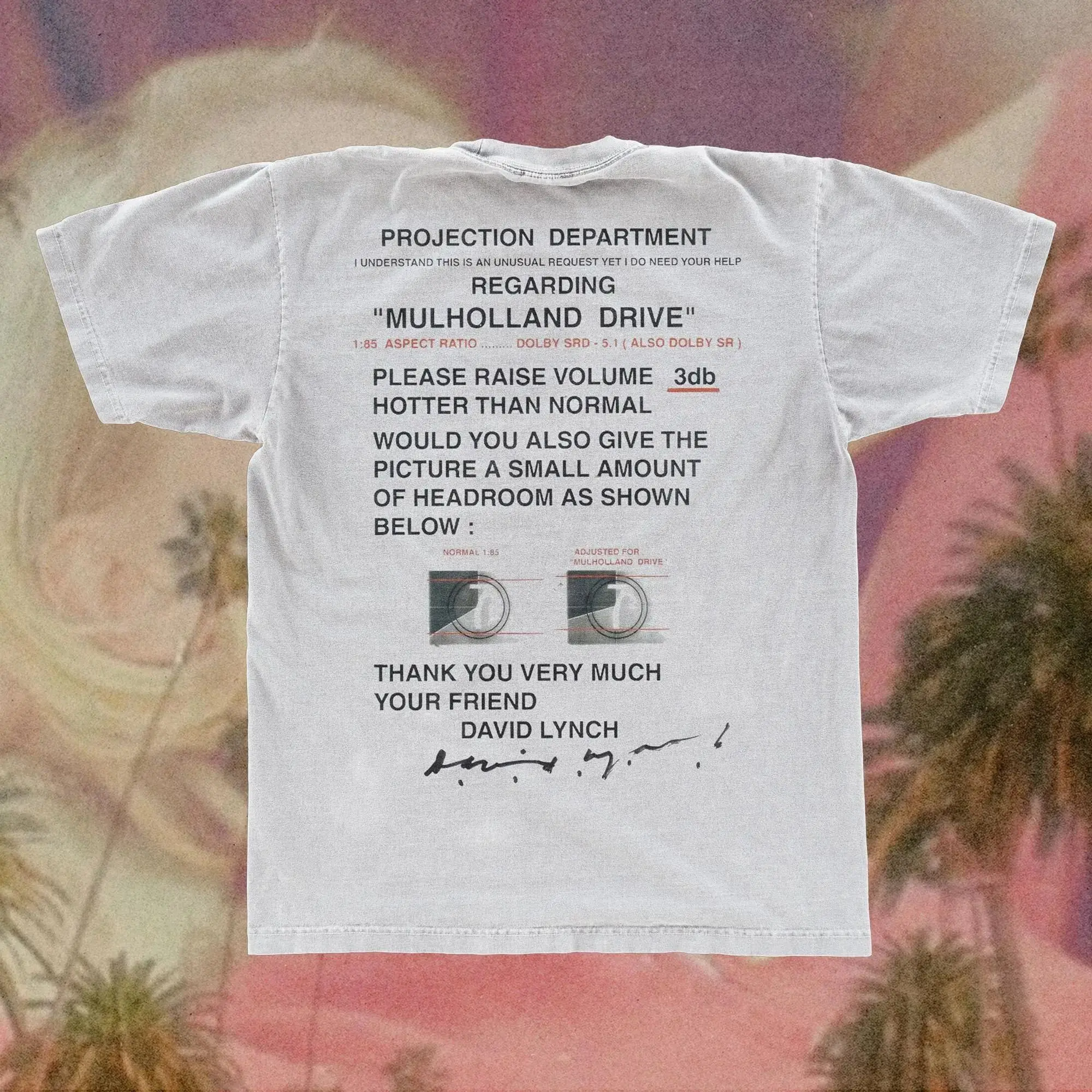 Camiseta de la película de David Lynch, camiseta con la explicación de la proyección de Mulholland Drive de David Lynch, estilo casual, holgado, streetwear, para todas las estaciones