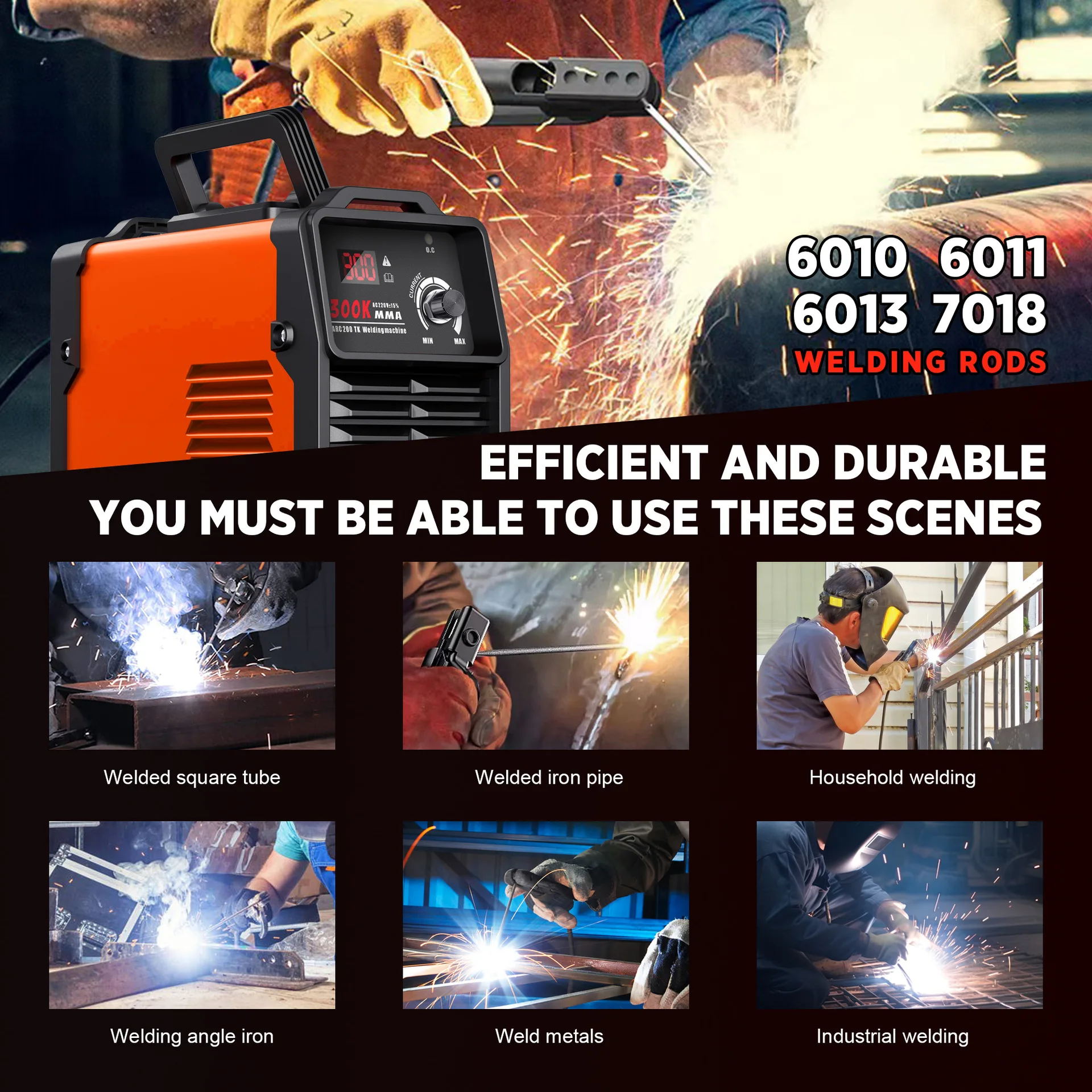 MMA300 Arc Welder Machine Dc Inverter Welder with Digital Display Portable Welding Machine 250 Amp 110V Mini LED Display
