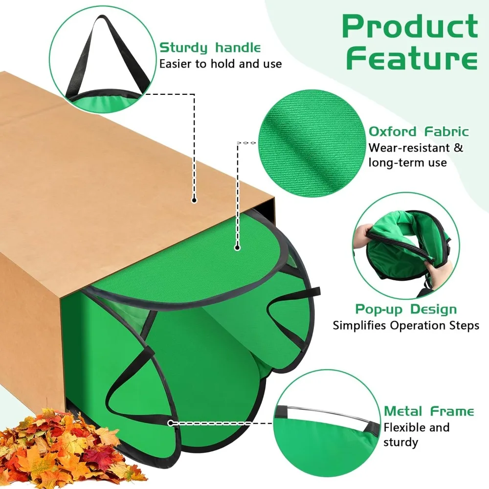 Leaf Collector Bag Dustpan Large Gardening Leaf Collector Bag Reusable Waste Pick Up Pouches With Handle Foldable For Trash