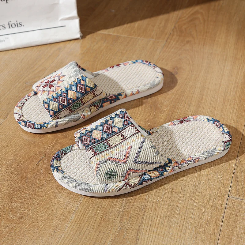 Natural Linen Sandals For Women Men Non-Slip Wear-Resistant Casual Flip Flops Candy Color Unisex House Slipper For Spring Summer view 5