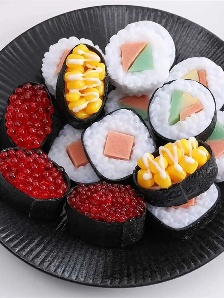 Nourriture japonaise zushi Sushi occidental, accessoires de décoration alimentaire artificielle, Maki Nigiri Sashimi Gunkan, fruits de mer, riz, modèle de sushi