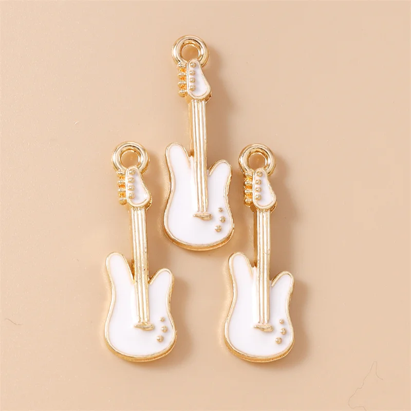 Leslie 10 Stück Niedliche Emaille Musiknoten-Gitarren-Anhänger für Schmuckherstellung, Halsketten, Schlüsselanhänger, Handgemachtes Kunsthandwerk – Detail 12