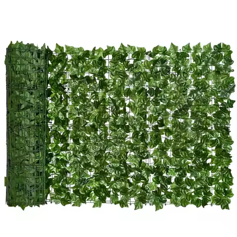 Artificial Privacy Fence Screen Faux Ivy Leaf Hedges 200/100cm Long Leaf Fence Panels Indoor Outdoor Garden Deck Balcony Screen