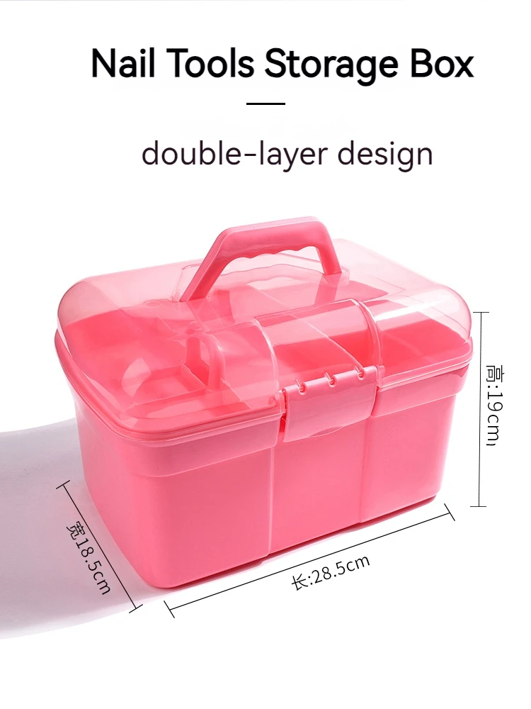 Double Layer Nail Art Tools Organizer Large Capacity Gel Nail Polish Storage Box Multi Functional Nail Dryer Holder Case