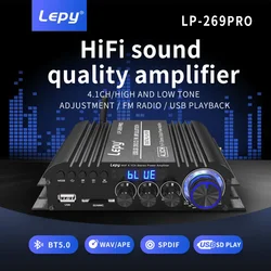 LP-269PRO 동축 입력 블루투스 5.0 파워 앰프, 고출력 4.1 채널 58Wx4 + 서브우퍼 출력 USB SD FM 기능