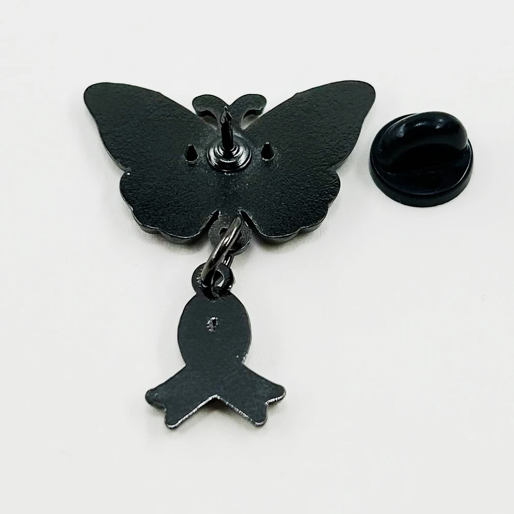 Ich werde es schaffen – Schmetterling, rosa Band, Emaille-Anstecker, Abzeichen zur Sensibilisierung für Brustkrebs, vermittelt Hoffnung, optimistische Brosche, Schmuck-Accessoire. – Detail 3
