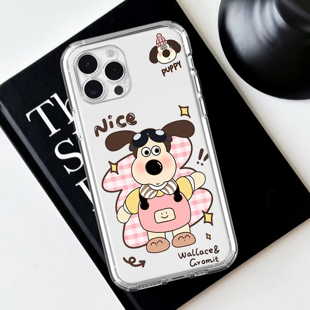 W-Wallace and G-Gromit For iPhone 16 15 13 14 12 11 Pro Plus MAX XS iPhone13 14 Mini Transparent Phone Case